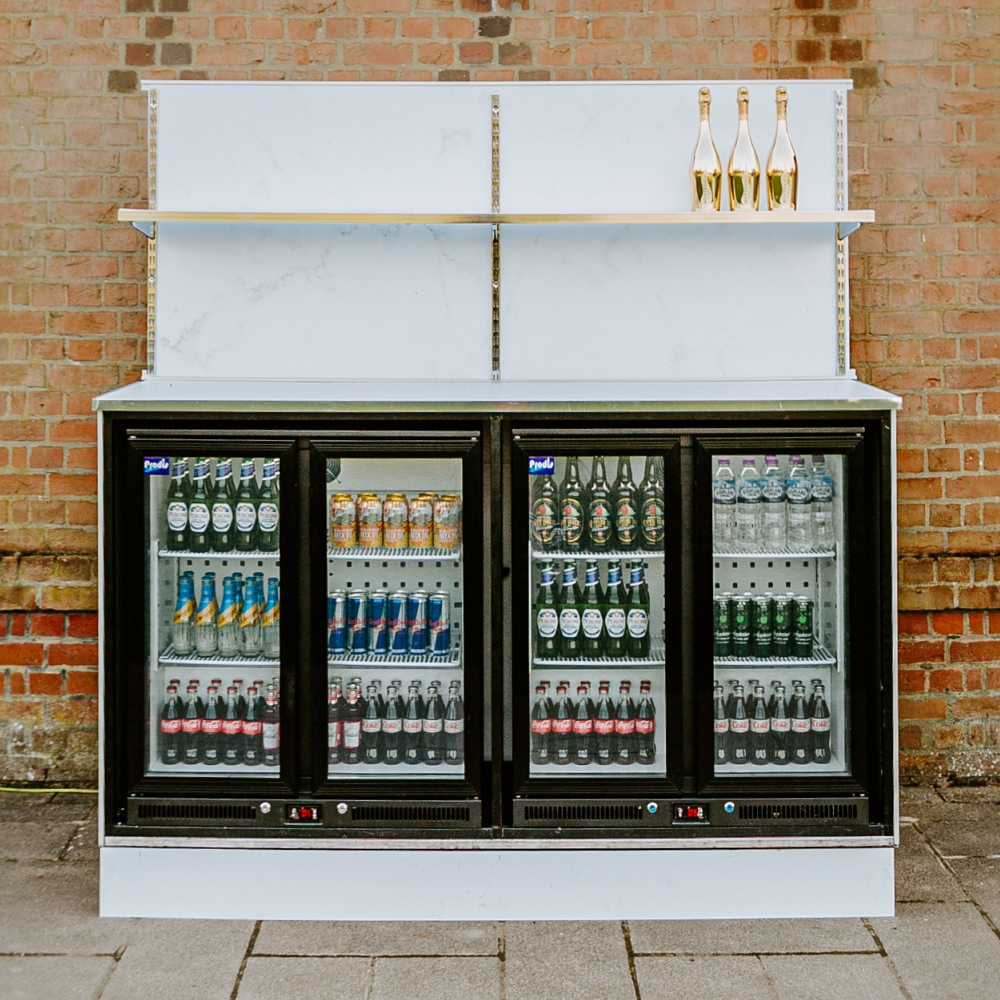 White Marble Back Bar 2m Unit - FULL PACKAGE