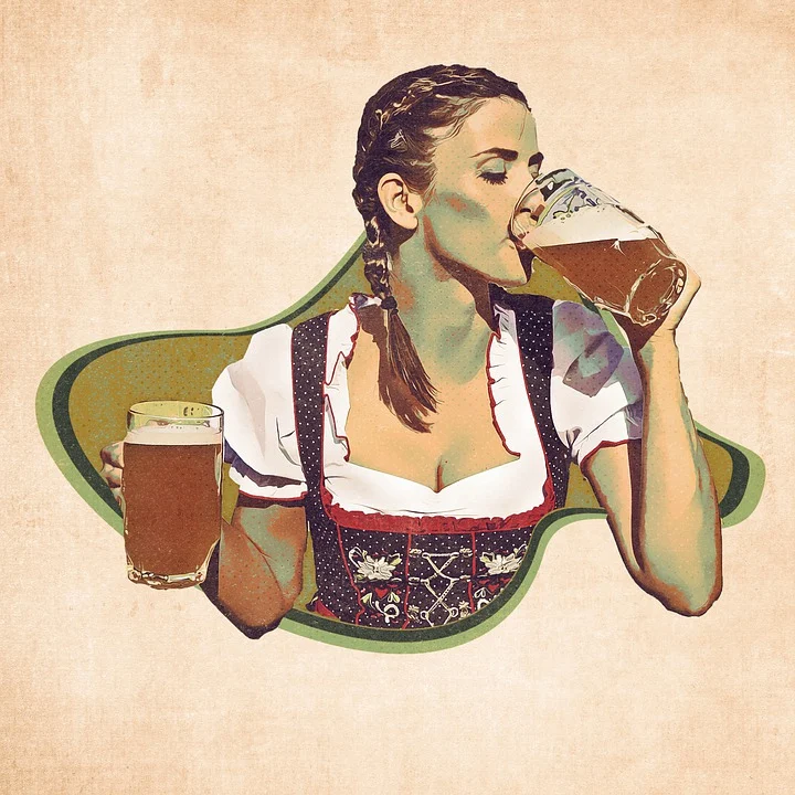 Lady Carrying Beer Glasses
